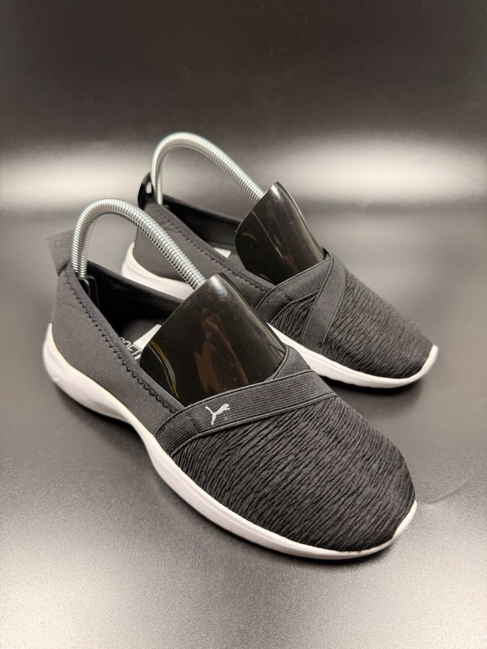 Puma Womens Adelina Slip On Sneakers Lightweight Black/Silver Size 7.5